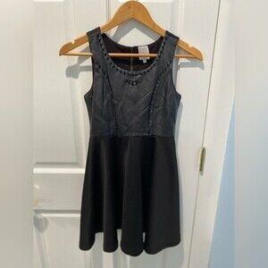Ella Moss Girls Faux Leather Peplum Black Dress Sz 12